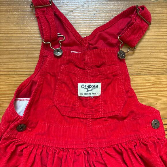 OshKosh B'gosh red corduroy cotton overall skirt SIZE 24M - Picture 3 of 5